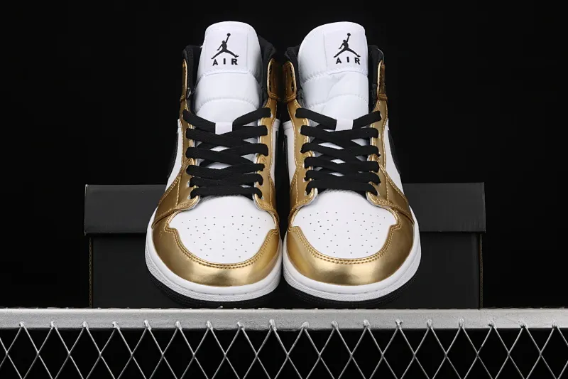 All Categories Air Jordan Jordan Series Basketball Shoes Air Jordan 1 Mid Air Jordan 1 Mid "Metallic Gold" AJ1 Joe 1 Zhongbang Platinum Color DC1419-700